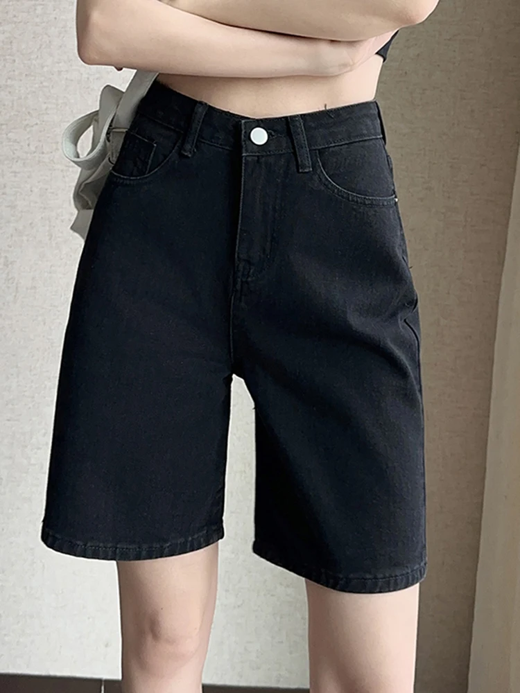 Summer New Women Basics Jorts Casual Streetwear Baggy Jeans Lady Heart Jeans Japanese 2000s Style Y2k Preppy Style Denim Capris