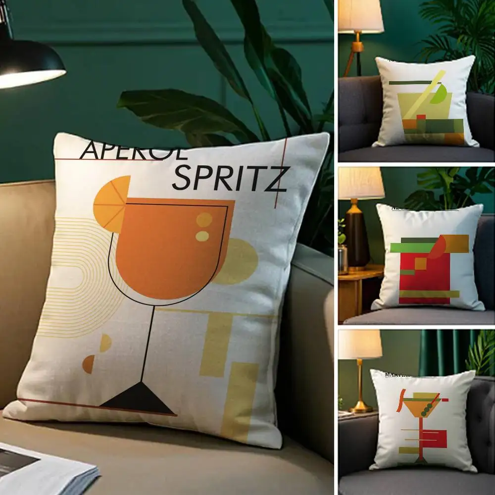 Abstract Cocktail Design Double-sided Printed pillow cover Short plush Suitable living rooms bedrooms sofas throw cushion cover