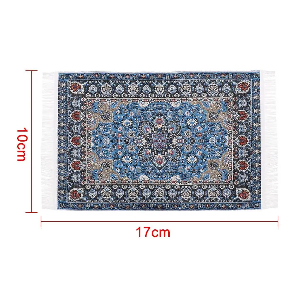 Alfombra tejida en miniatura de estilo turco, revestimientos de suelo para casa de juegos, alfombra para casa de muñecas, accesorios para muñecas a escala 1:12