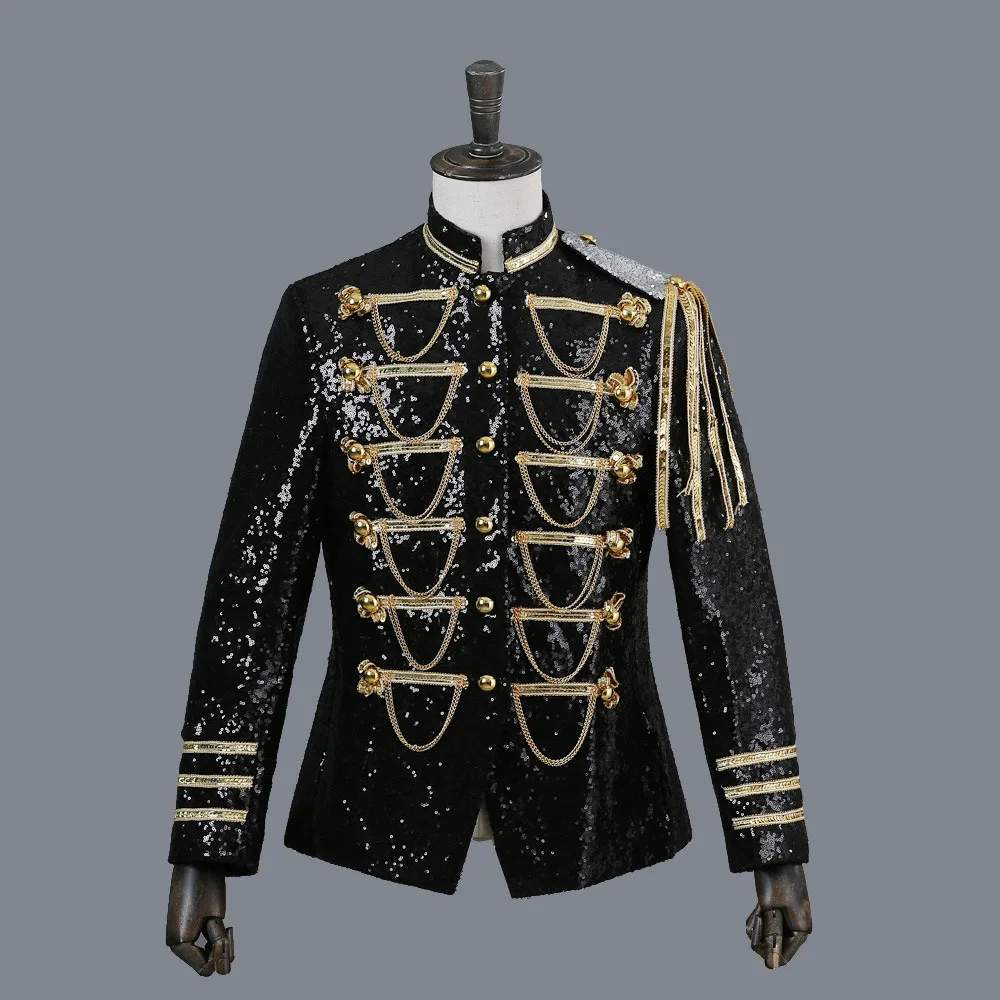 Robe d'hôte à paillettes pour hommes, vêtements de performance pour hommes, costume développe d'art, costume de chanteur, O805Host