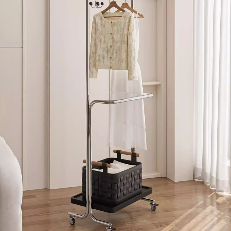 Minimalist Clothing Storage Stand Luxury Floor Standing Clothes Rack Bedroom Bedside Garment Hanger Freestanding Coat Organizer