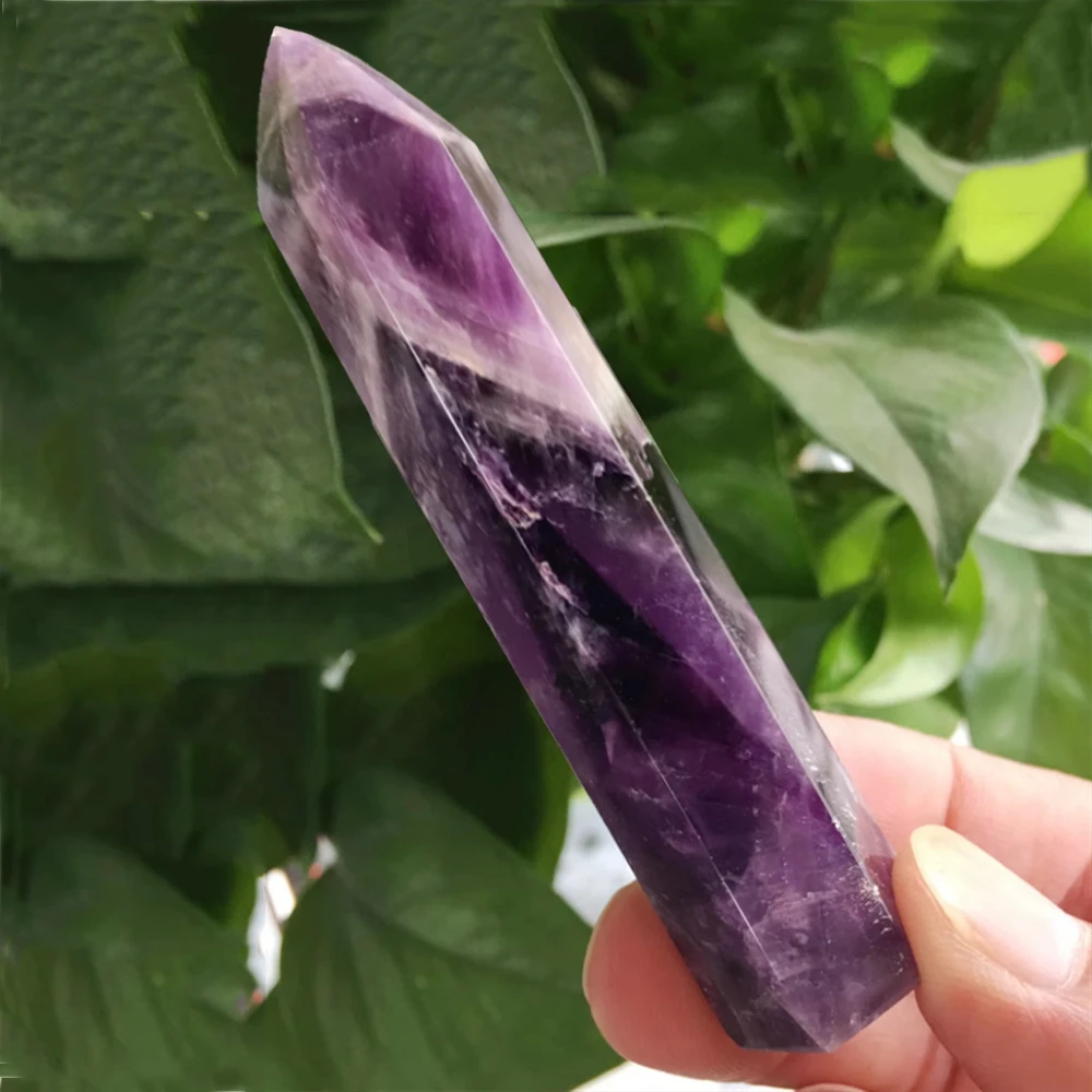 كبير جمشت نقطة عصا كريستال حجر الحرف جمشت سداسية العمود غرفة ديكور الريكي مصقول حجر مسلة منحوتة 8-15 سنتيمتر #5