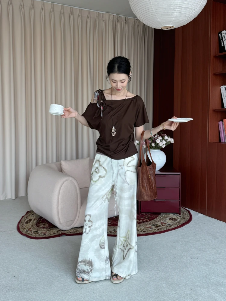 

Футболка SquarecircleCo с открытыми плечами, DEARSOCUTE, ручная работа, молодежная мода, летняя, с коротким рукавом, стандартный крой