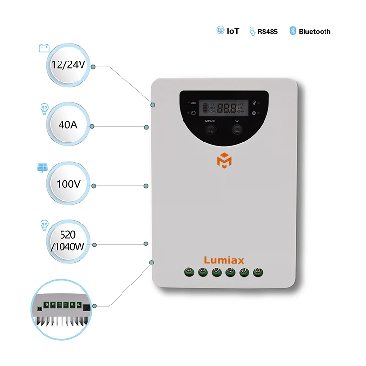 Lumiax 40A 12V/24V MPPT Solar Charger Controllers for solar energy systems 12V 24V