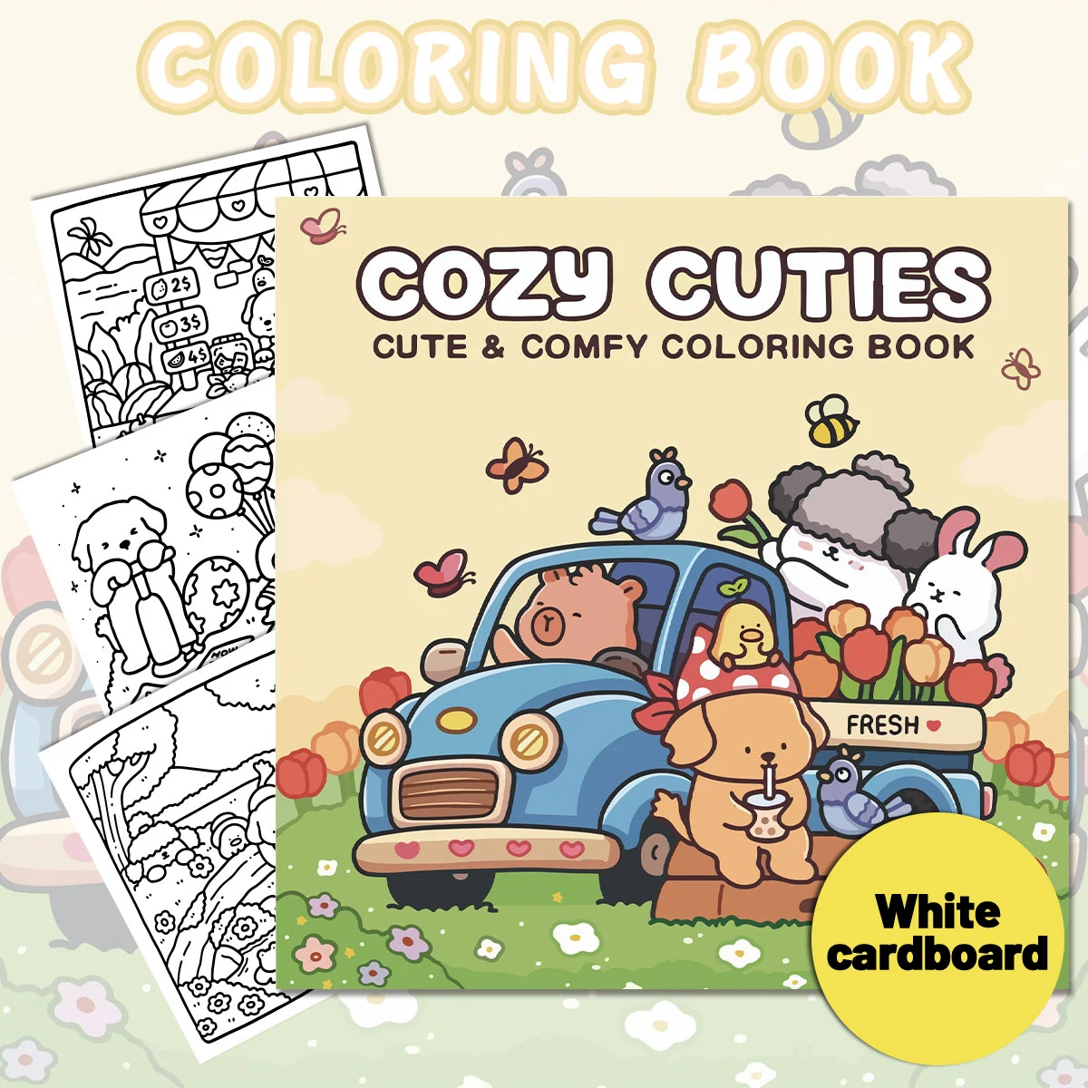 

Comfortable daily life coloring book, Warm scenes like travel & dates, relaxing DIY doodling for stress relief.