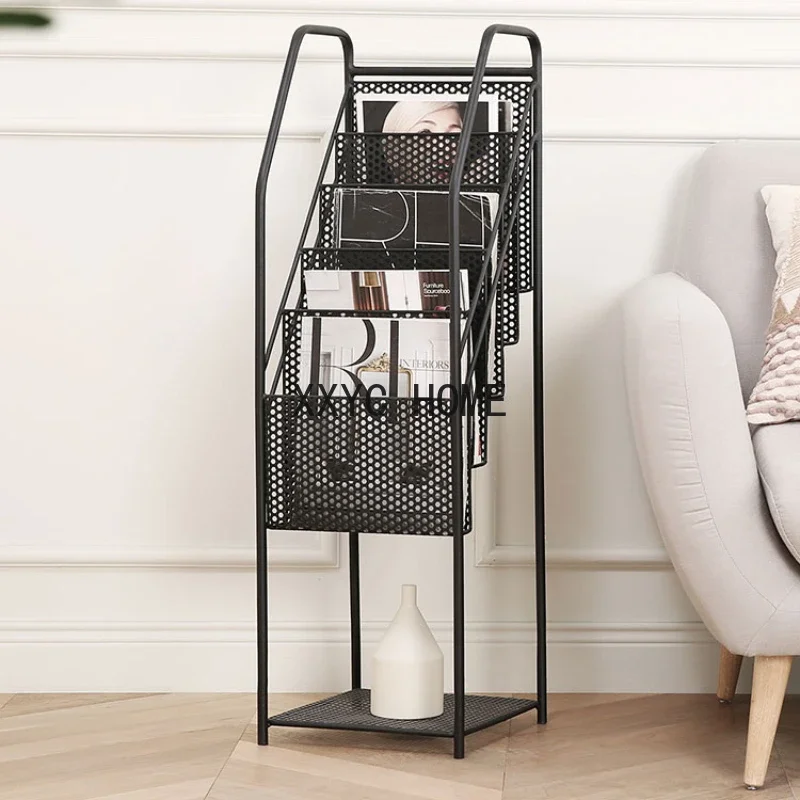 Nordic Iron Living Room Multi-Layer Magazine Book Shelf Modern Minimalist Floor-Standing Shelf Storage Bookshelf