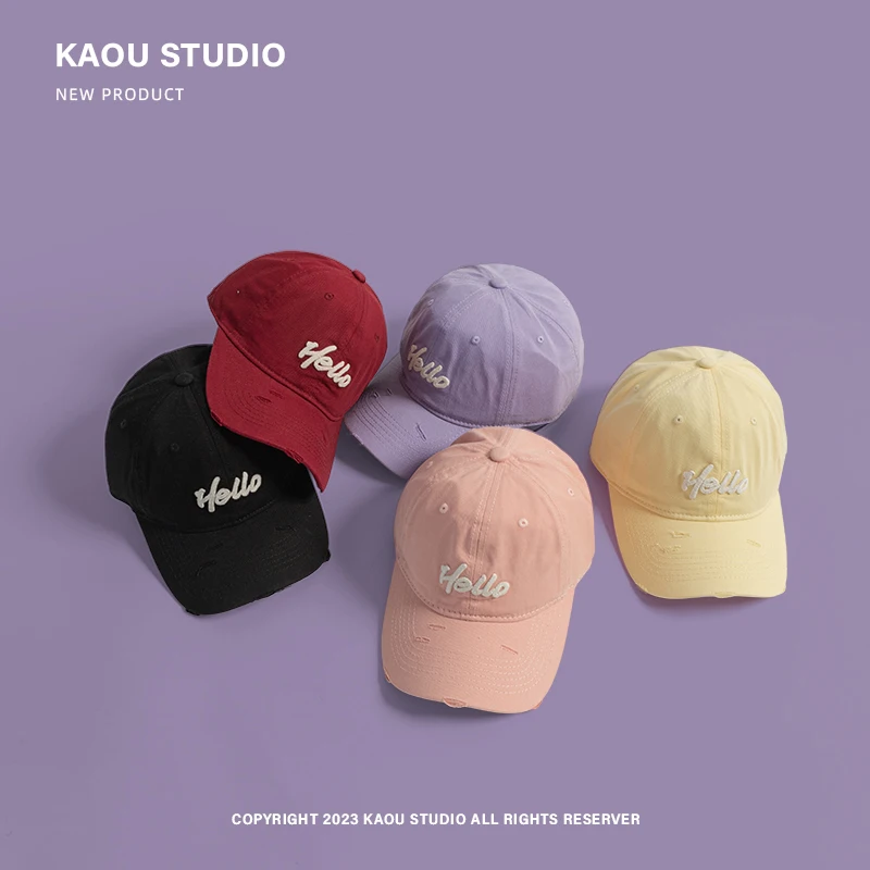 Spring and Summer Sunshade cute Baseball Caps for Women Japanese Fresh Student Sports Versatile Curved Brim Hole Men\'s Hats