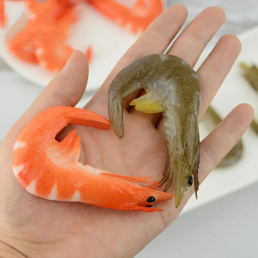 2Pcs Simulation Shrimp PVC Realistic Food Display Kids Pretend Play Photography Props Decoration Shrimp Food Model view 5