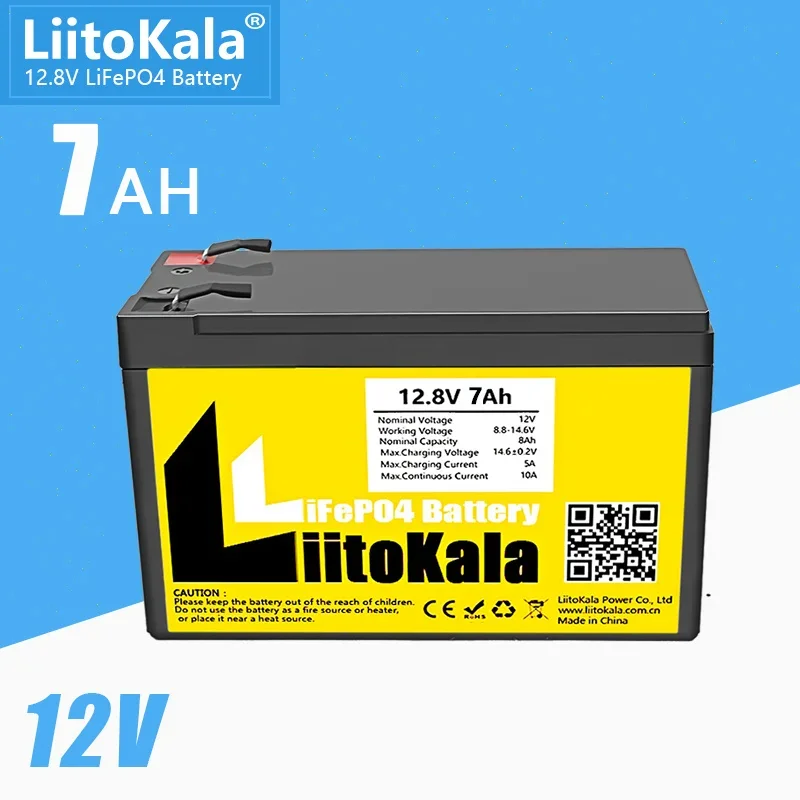 LiitoKala 12.8V 7Ah 8Ah 12Ah LiFePO4 Lithium Iron Phosphate Rechargeable Battery for Fish Finder, Scooter, Light, Kids Car