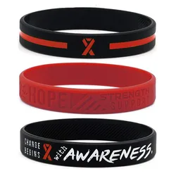1pc/3pcs Firefighters fireman firefighter fire guard Red Awareness Ribbon Hope Courage Strength rubber bracelet silicone wristba