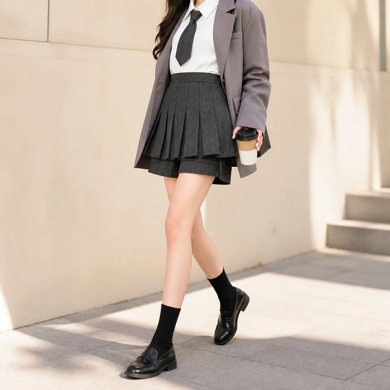 Short Pleated Skirt High Waist Commuter Chic with Patchwork Urban a Line Mini Length Sweet and Fresh for Women