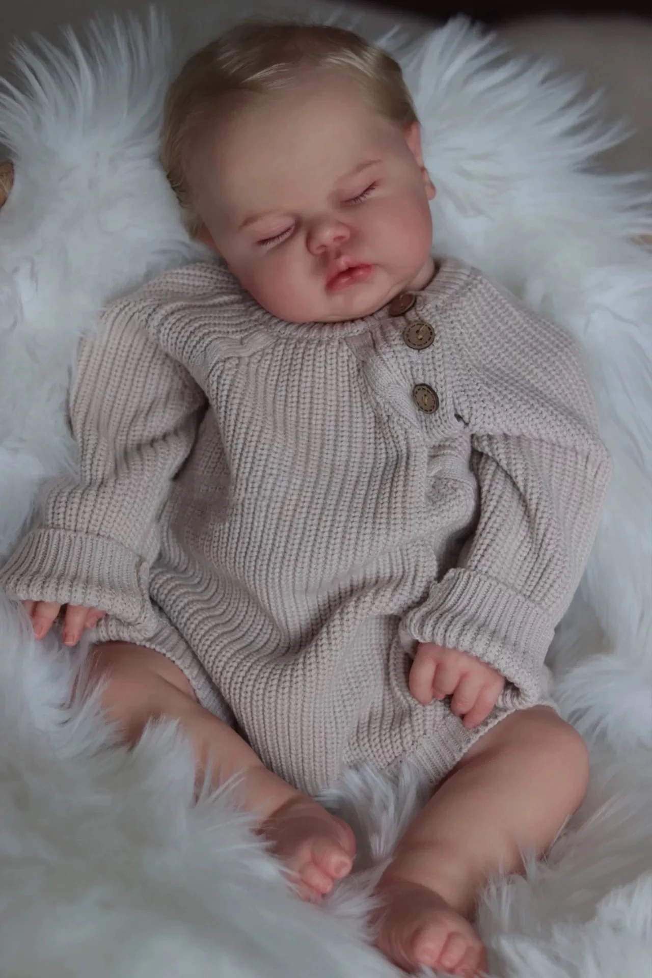 NPK Muñeca Reborn realista de 19 pulgadas para niña pequeña con piel 3D, cuerpo de tela suave, pelo enraizado a mano, picles pequeños coleccionables