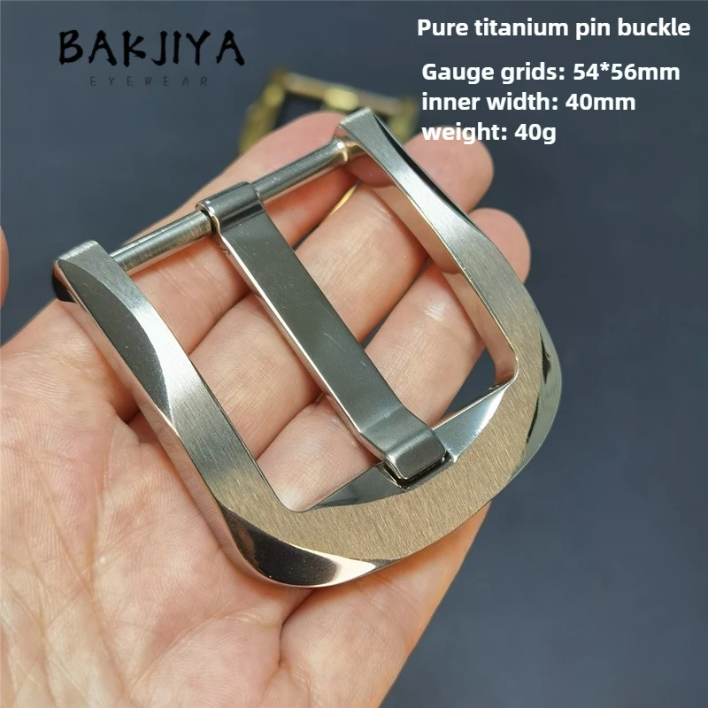 40mm Solid Titanium Thick Flat Single Prong Pin Buckle Men's Waist Belt Clasp Head - Anti Rust and Allergic Belt Buckles for Men