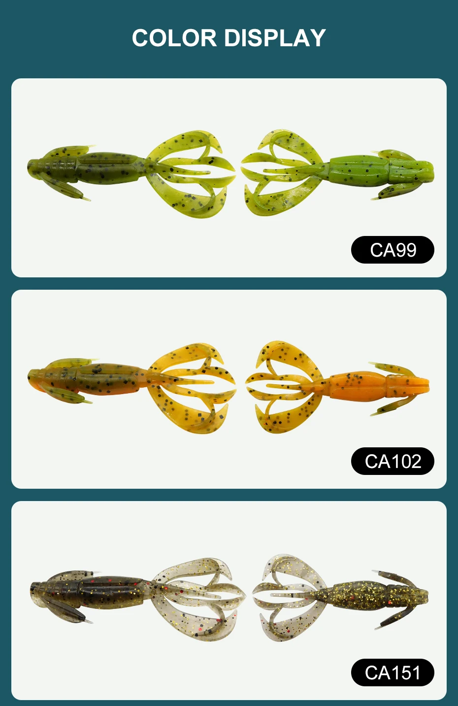 ESFISHING 10 Stück kleine Craw Crazy Flapper 60mm 2g weiche Kunststoff-Angelköder mit Salz- und Duftstoffen, Silikonköder – Detail 7