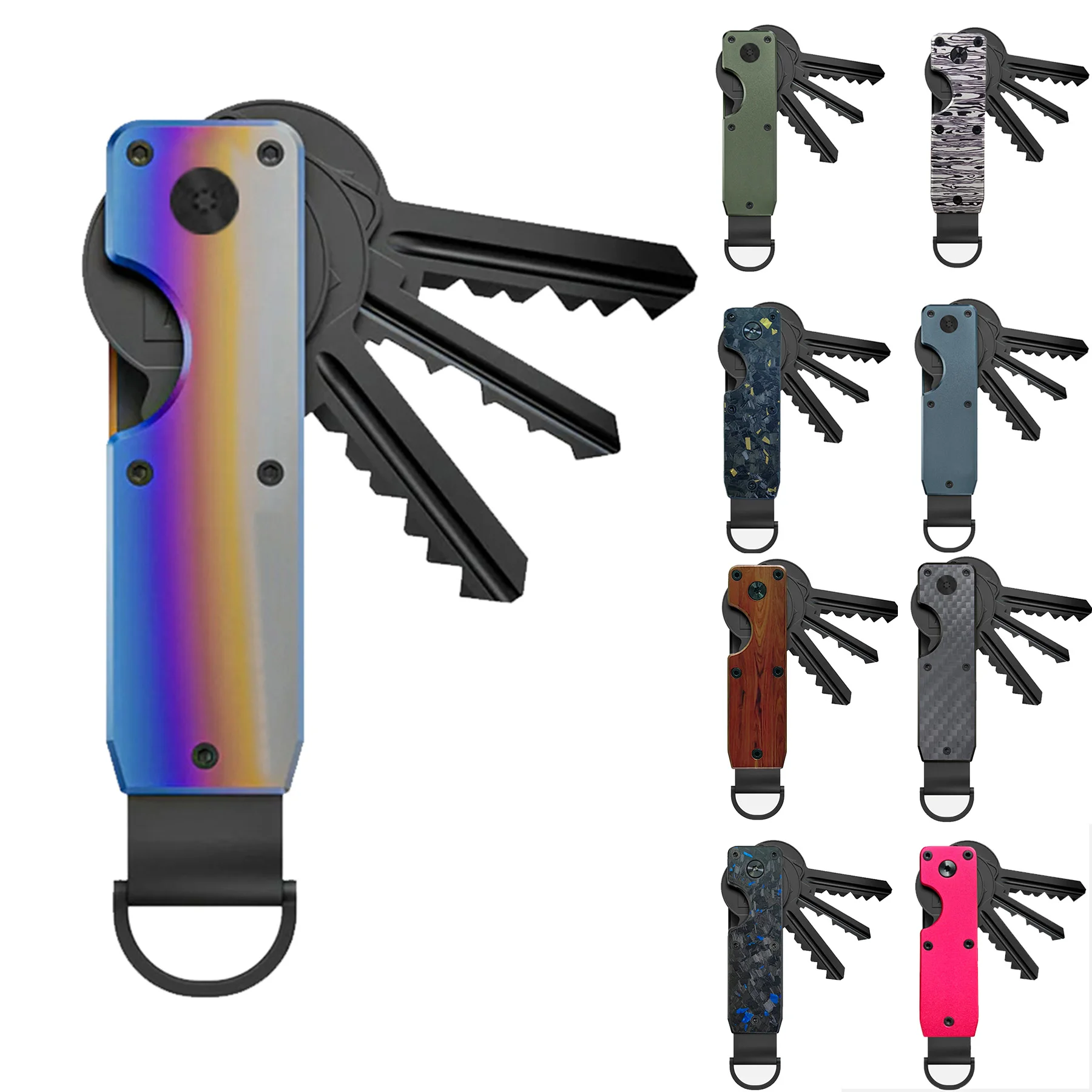 

Mens Key Organizer - Compact Metallic Key Holder | Minimalist Innovative Keyholder | Smart Keychain Secures 2-6 Keys