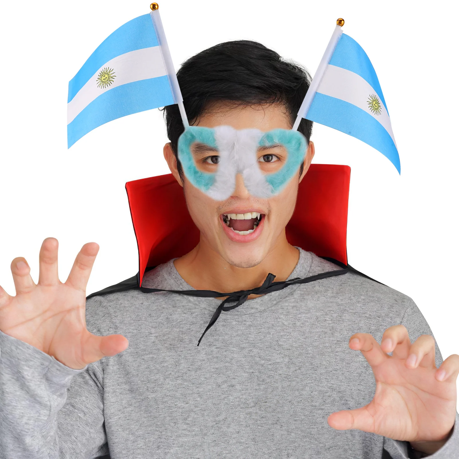 

Argentina Flag Party Glasses - Lightweight Sports Themed Eyeglasses for Men Women Football Game Night Costume Event Portable Fan