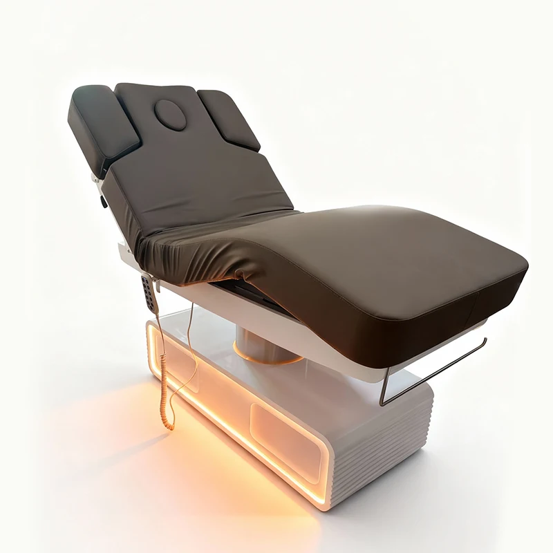 

Electric Massage Beauty Bed with LED Light, 3-Section Adjustable Facial Bed for Salon Spa