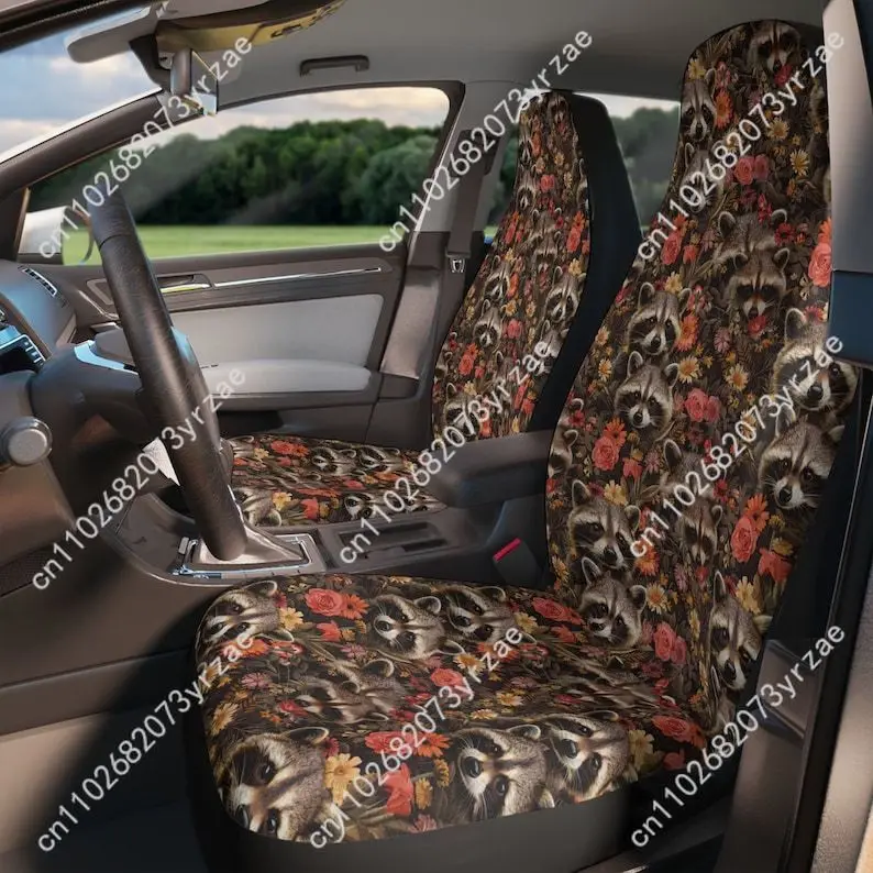 أغطية مقاعد السيارة على شكل زهور الراكون، ديكورات داخلية عالمية صديقة للبيئة، أغطية مقاعد سيارة مريحة قابلة للتنفس