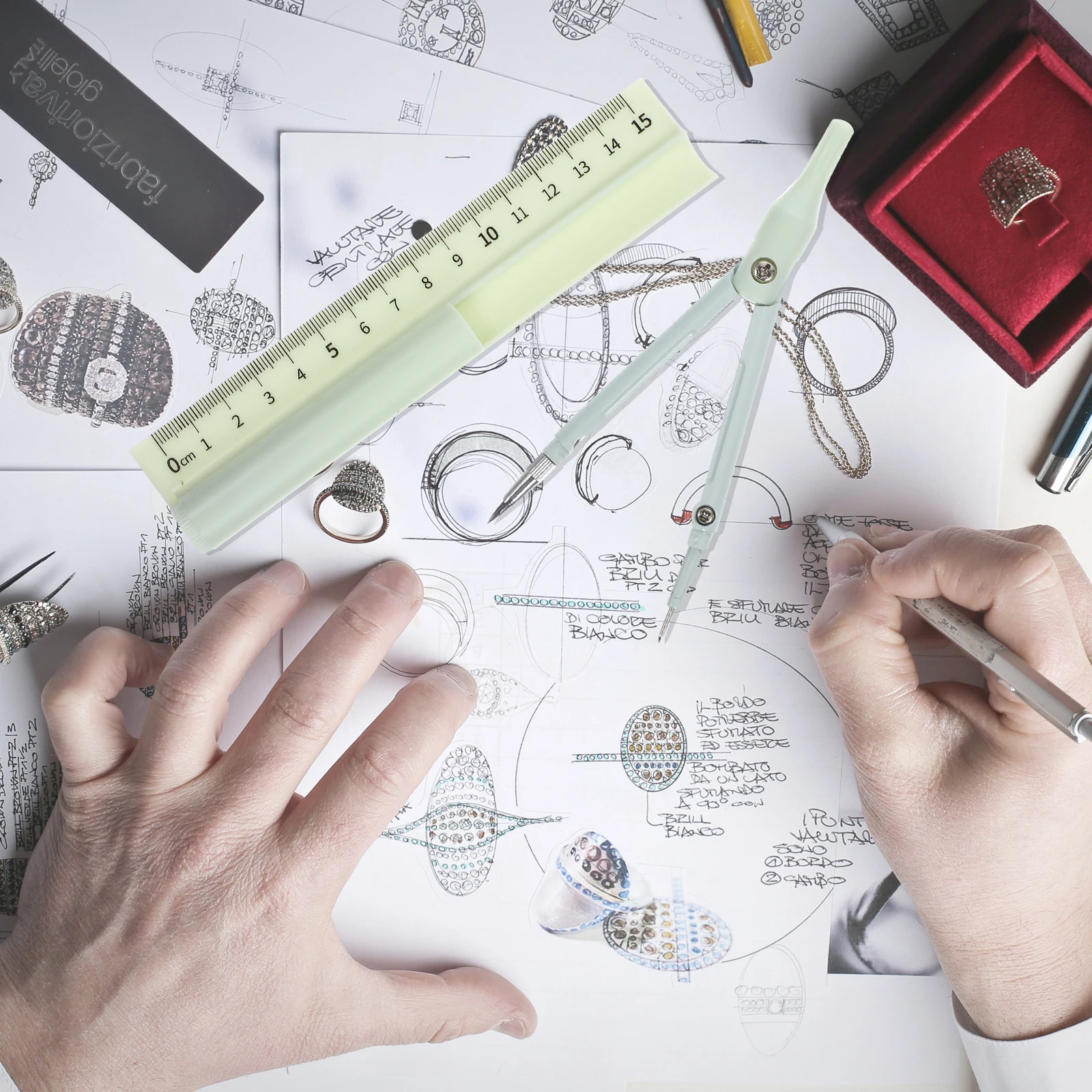 Compass Pen Ruler Set Classroom Supplies Tool Circle Maker Drawing Plastic for School Student