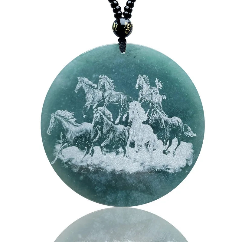 Ocho colgante de Jade tallado de sombra de Junma, colgante de caballo del zodiaco Natural de ocho Juntu
