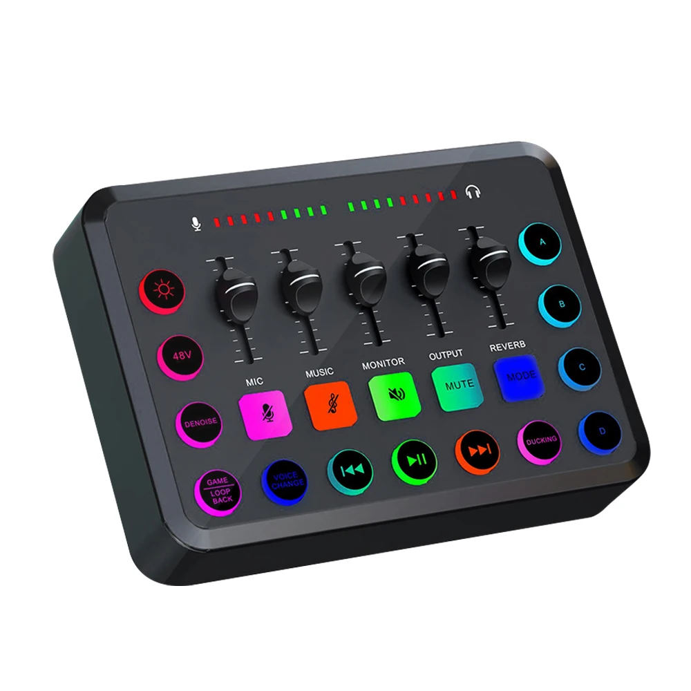 F11 Gaming Audio Mixer com microfone XLR, streaming, 4 canais, RGB, interface para jogo, voz, podcast