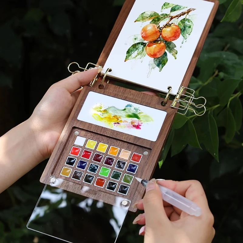 

24-цветный набор акварельных красок, сделай сам, каракули, художественная студенческая иллюстрация, эскиз, портативная коробка для акварельных красок, набор инструментов для рисования