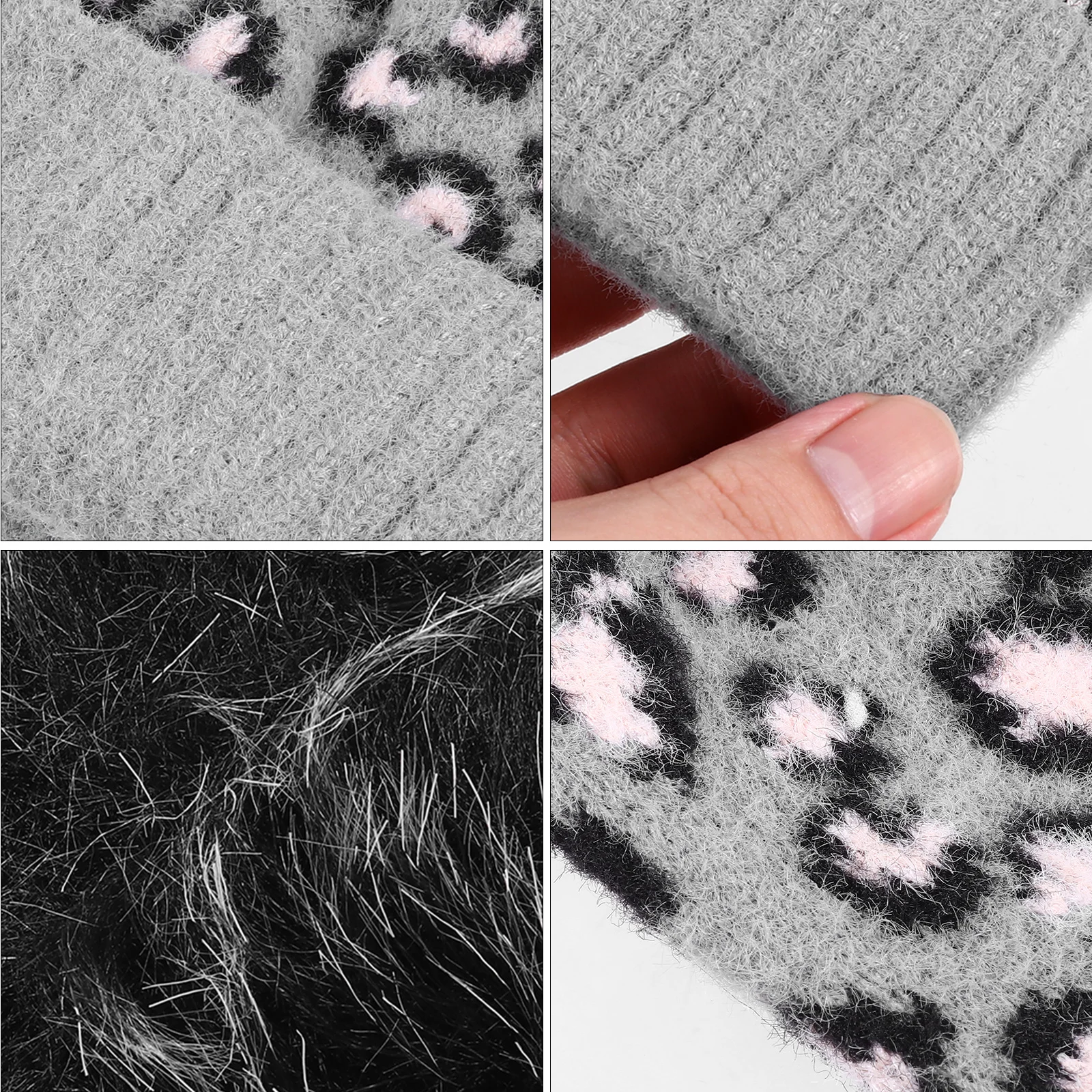 

Print Woolen Knitted Beanie Hat Warm Faux Pom Winter Cap Soft Beanie Hats Stretchy Ear Covering Woolen Hat