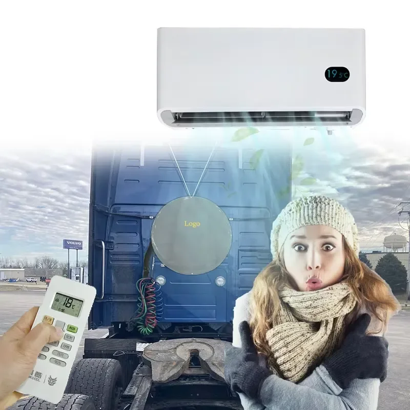 Circle-Tire Design 12V Mobile Mini Split Air Conditioner for Semi Truck Campervan Caravan