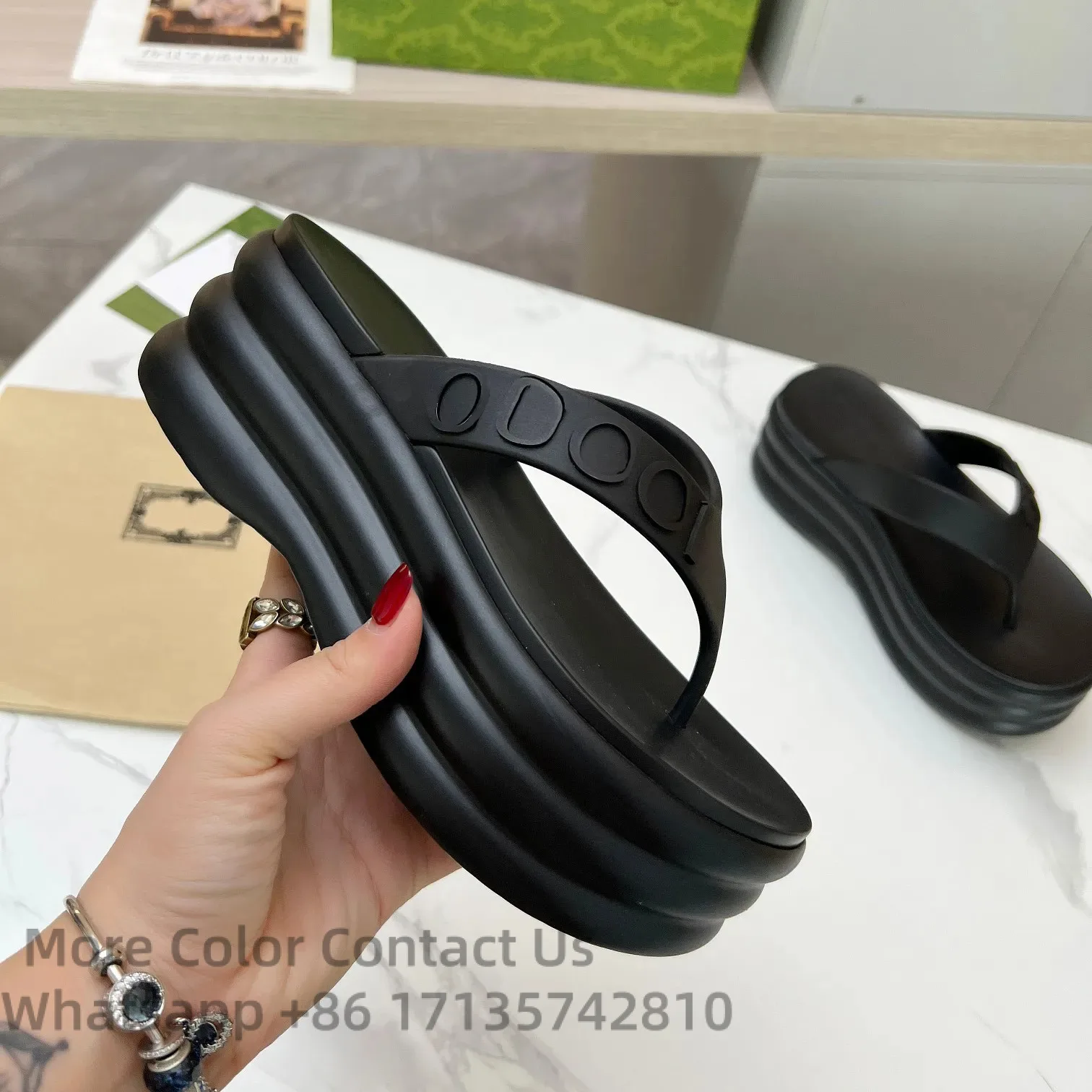 

Dsignr Sandals Thick Sold Flip Flops Foam Comfortabl Soft Slids Womn's Slipprs Bach Bathing Watrproof Brathabl
