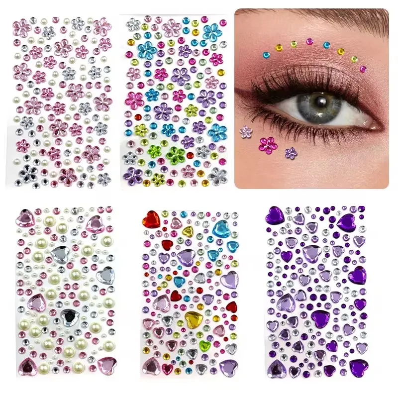 Glitter Face Stickers for Children Rhinestones for Eyes Face Diamonds Bright Stickers Festival Makeup Jewels Stickers ZS006