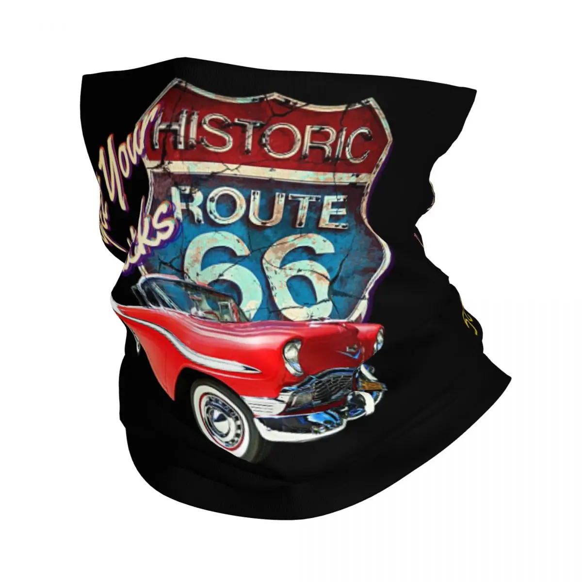 1956 Chevy-Bel Air Car Street Hot Rod Antique - Route 66 Bandana Neck Cover Wrap Mask Scarf Warm Headwear Hiking Fishing For Men