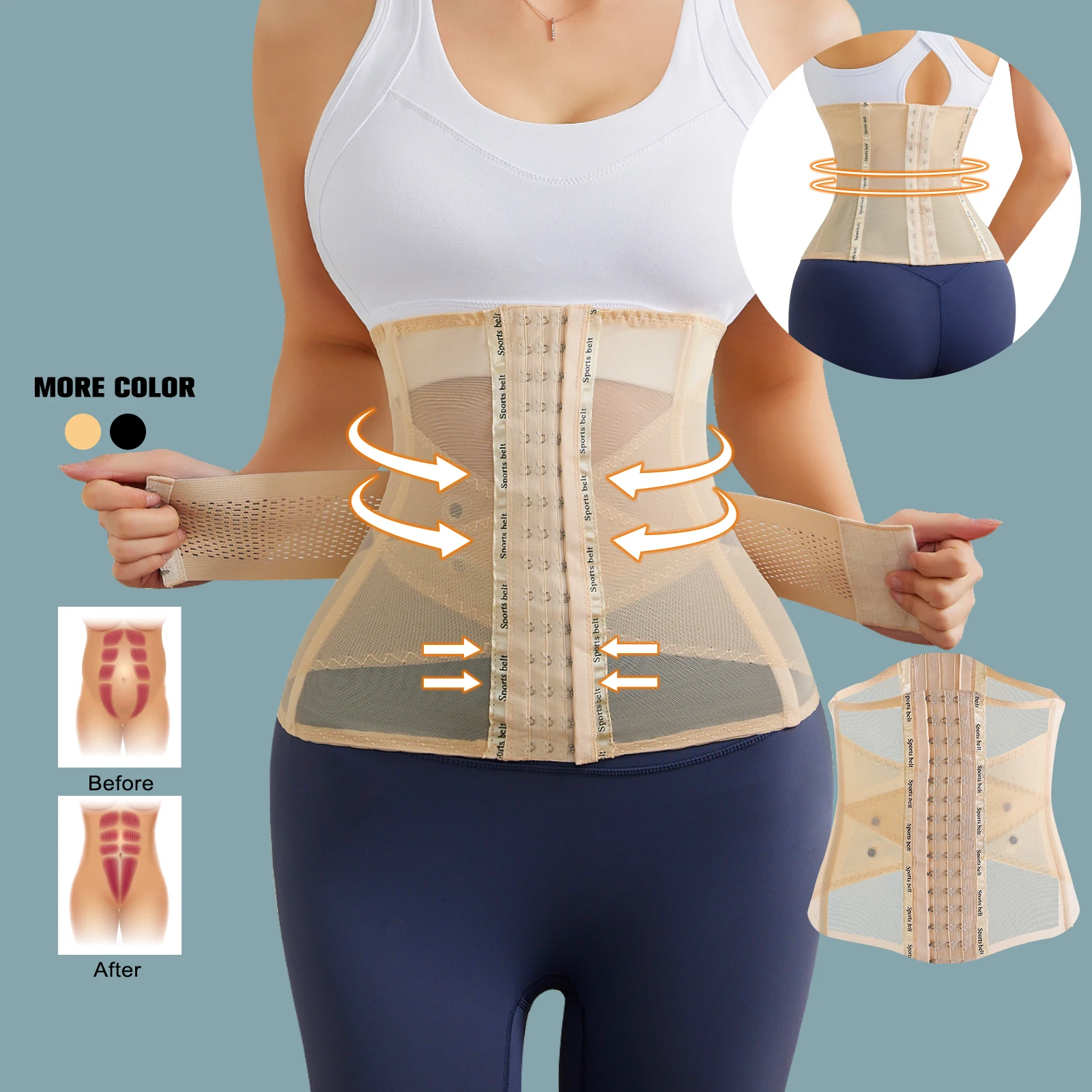 Invisible Belly Waist Trainer Tight Shapewear Double Belt Corset Transparent Summer Shaper Slimming Sheath Woman Flat