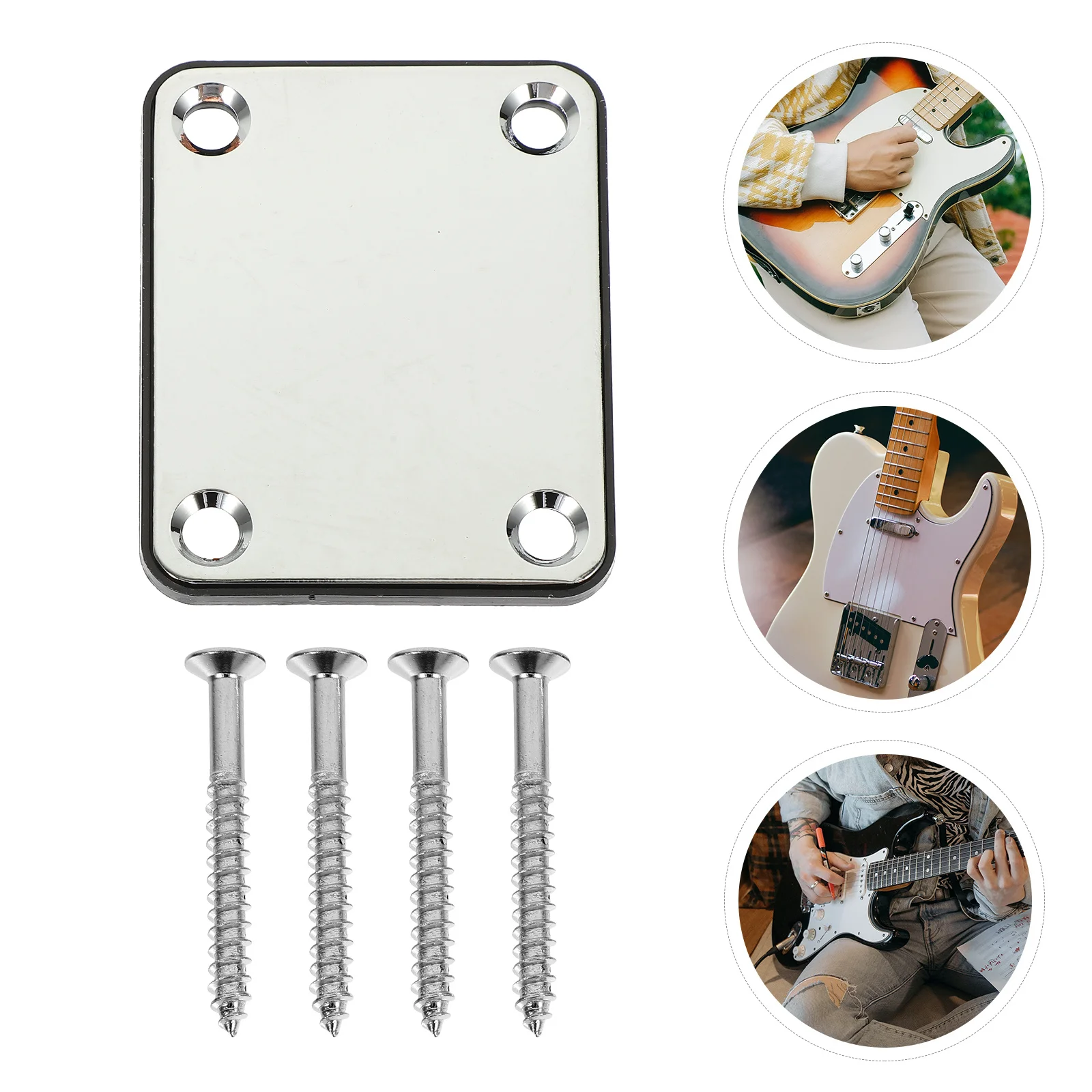 

1Set Metal Electric Guitar Neck Plate with Screws Durable Safe Reliable Easy Installation Guitar Part Neck Joint Back Plate