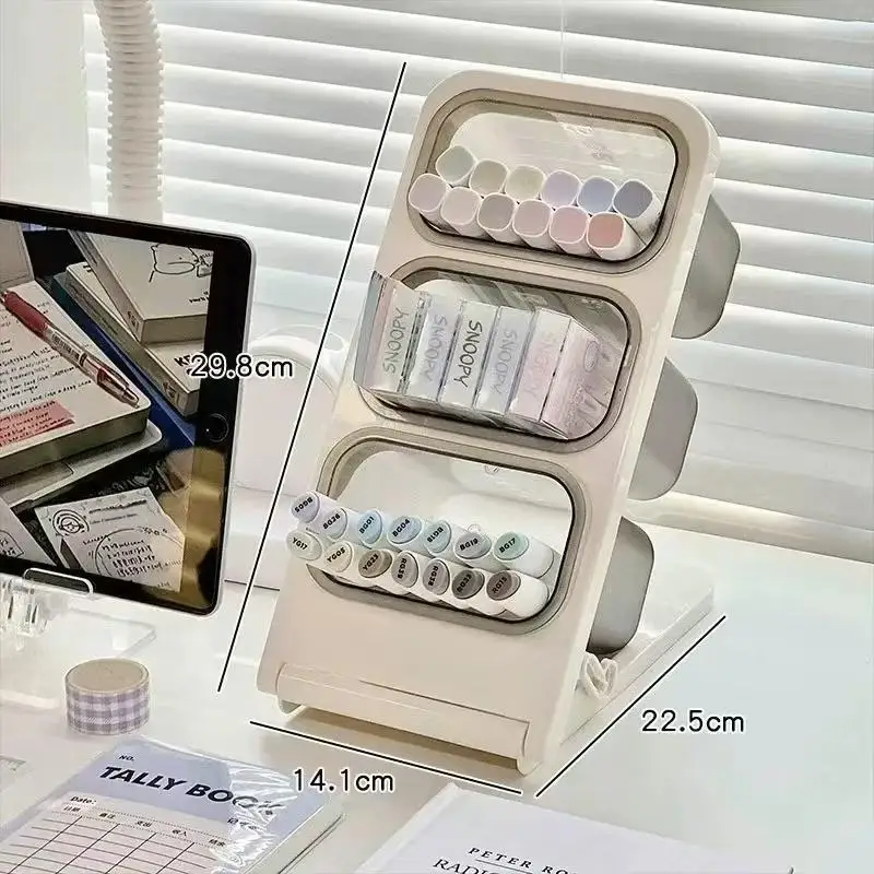 New Cute Cartoon Desktop Pen Marker Storage Rack With Large Capacity And Multi Layer Design For Student Study Desk Art Creation