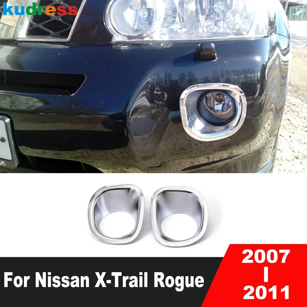 

Front Fog Light Lamp Cover Trim For Nissan X-Trail Rogue 2007 2008 2009 2010 2011 Chrome Car Front Foglight Trims Accessories