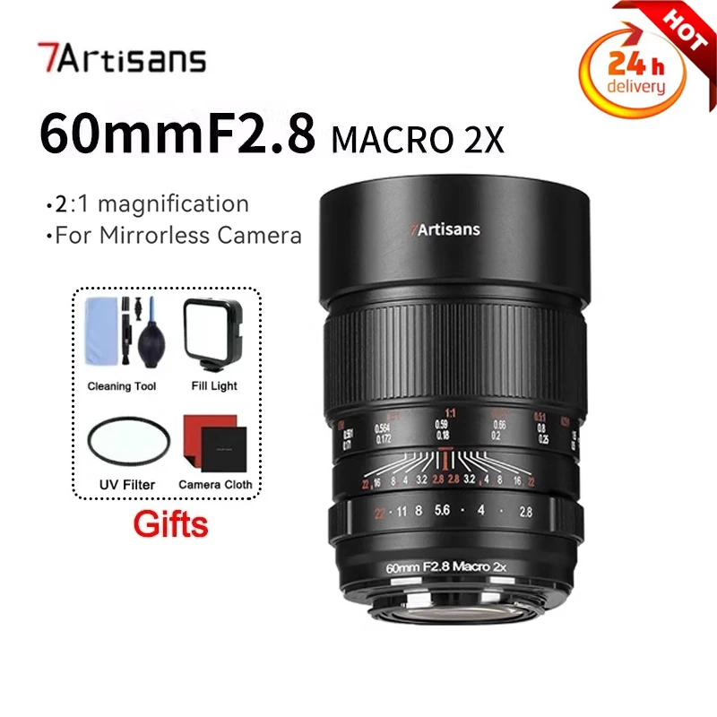 

7artisans 60MM F2.8 Full Frame 2X Macro Lens Manual Focus For Canon RF Sony E Nikon Z Mount Mirrorless Camera Lense