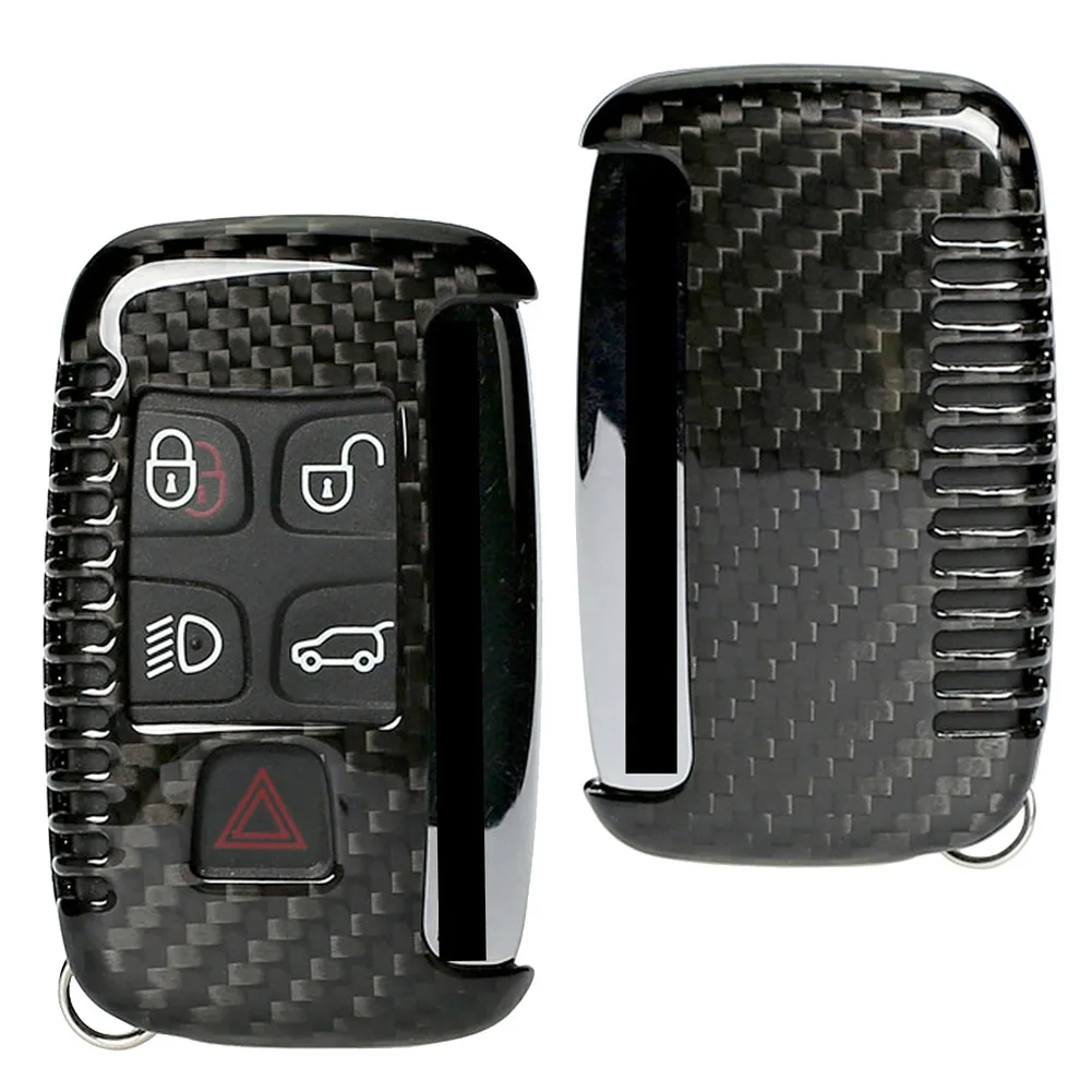 Real Carbon Fiber Car Remote Key Sheel Cover Case Skin Housing Replacement Black For Land Rover Range Rover