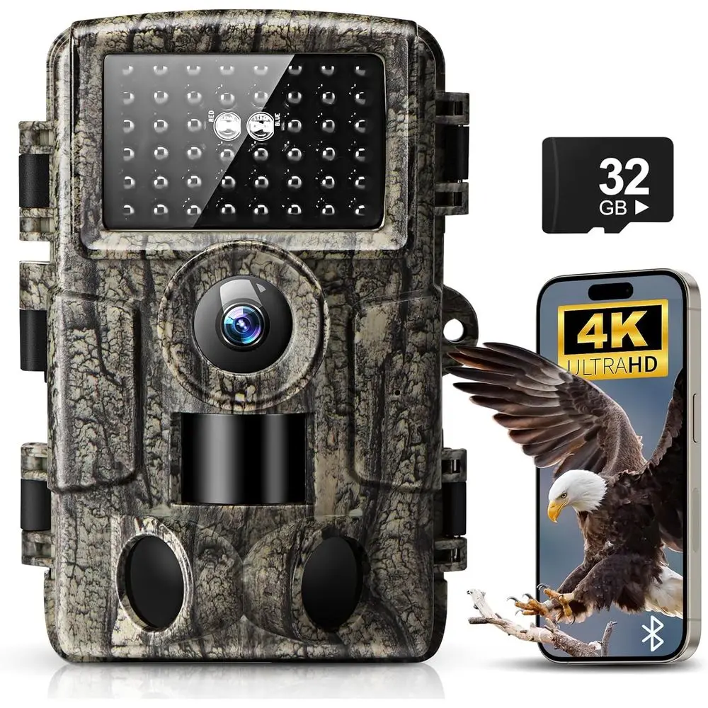 

4K 60MP WiFi Trail Cam with Night Vision, Motion Sensor, Waterproof for Wildlife & Home Security