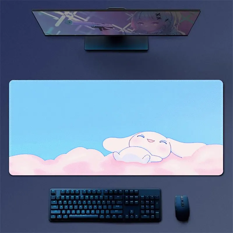 

Sanrio Official Cinnamoroll (Cinnamon Dog) Large Non-Slip Gaming & Office Desk Mat - Cute Anime Computer Mouse Pad with Pink Clo