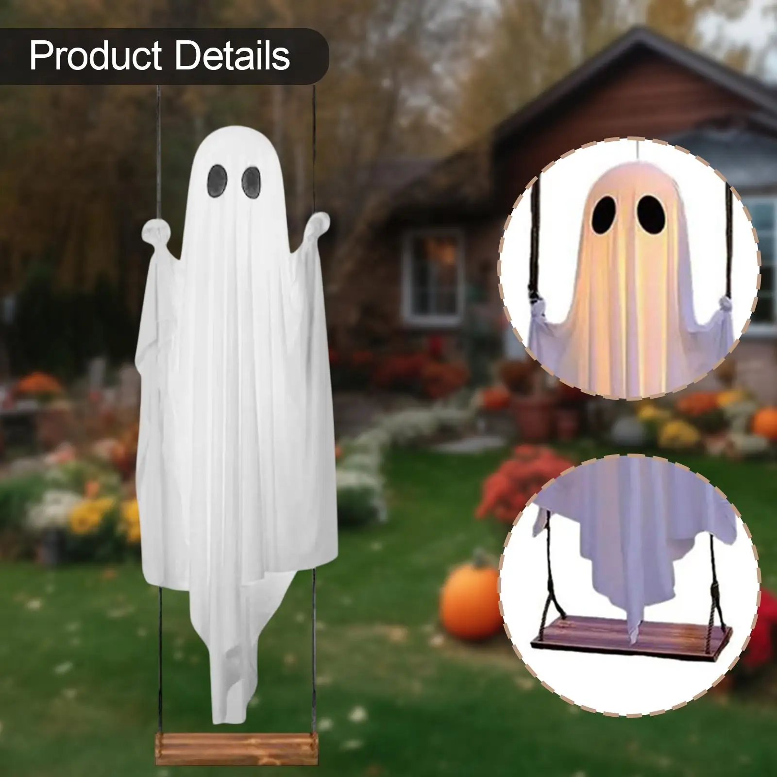 Glowing Halloween Ghost with Remote Adjustable Hanging Decor Easy Setup for