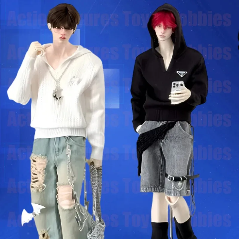 

Мужской повседневный свитер с капюшоном и вырезами в масштабе 1/4 1/3 для кукол BJD ID75 Dragon Soul 73 Uncle CD2 TD75, модель для самостоятельной сборки