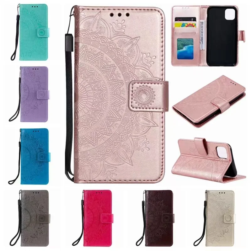 Totem Embossed Leather Case Drop-proof Flip Phone Case for Redmi7A Redmi Note8 2021 Redmi NOTE8PRO Redmi8A Redmi8(4G)