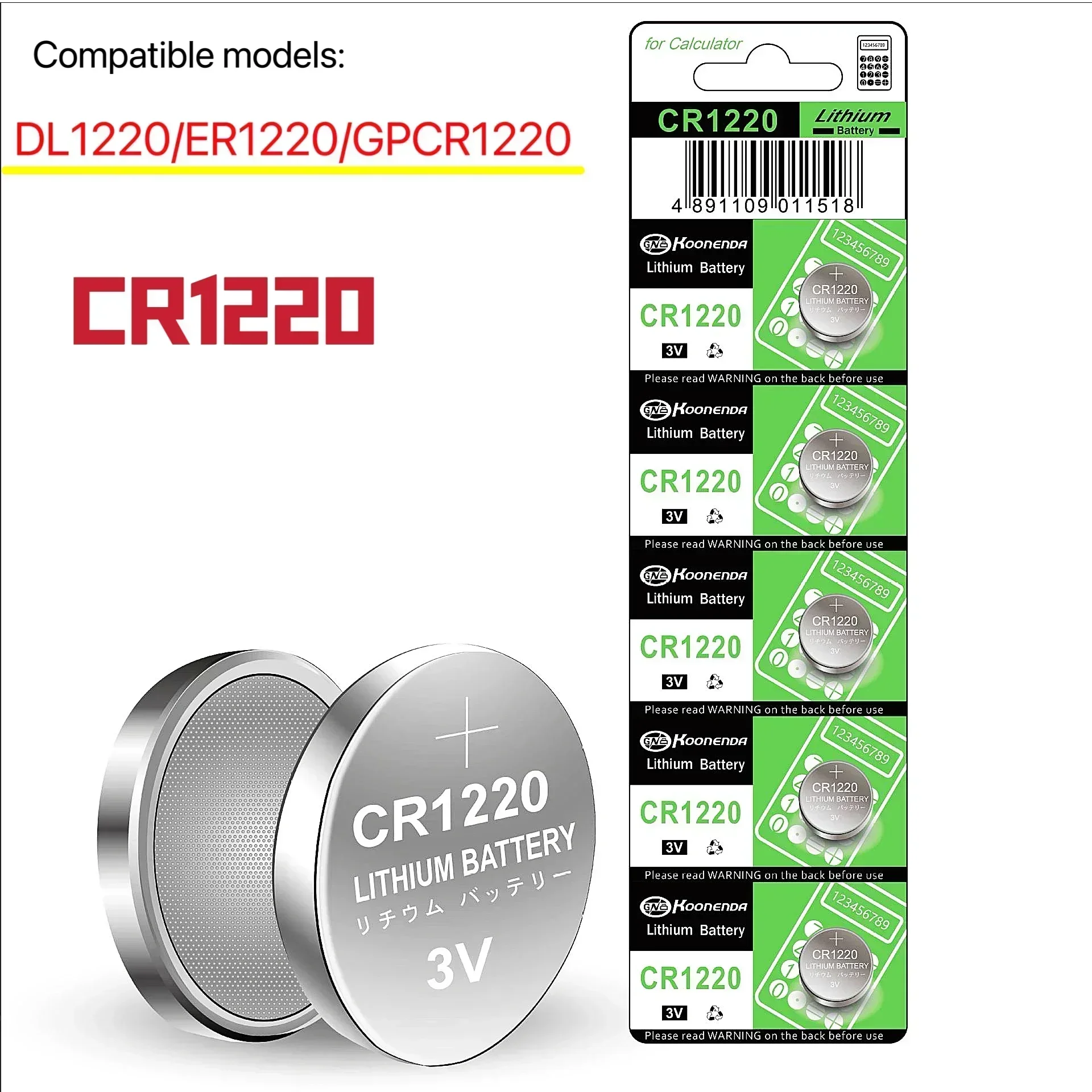 High Capacity New 2-50Pcs CR1220 Batteries - 3V Lithium Coin Cell CR 1220 Battery for watches healthcare devices Calculator etc