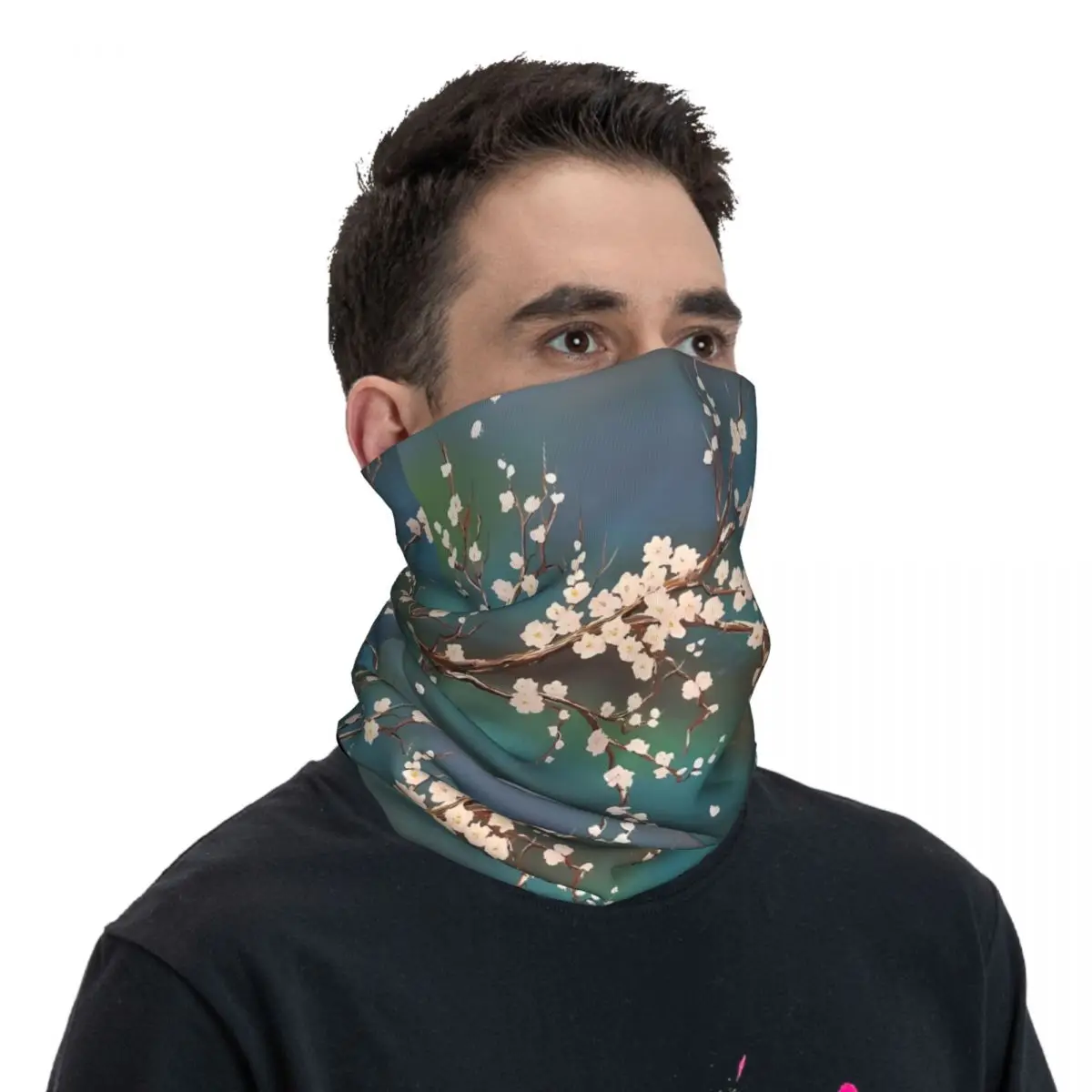 Pañuelo de flores para cuello, mascarilla facial de poliéster