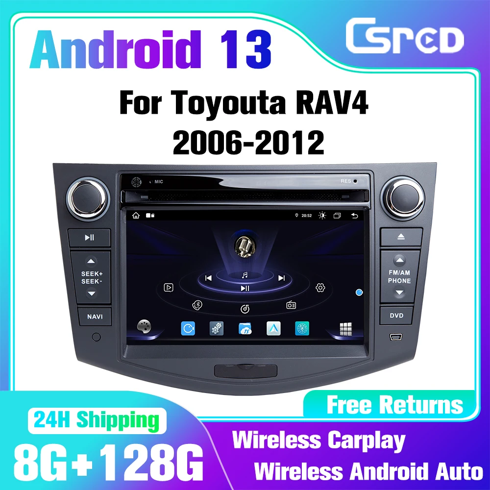 Csred For Toyota RAV4 2006-2012 Carplay DVD 2DIN RAV4 Android Auto Radio Multimedia Player GPS Navigation Player Carplay Auto