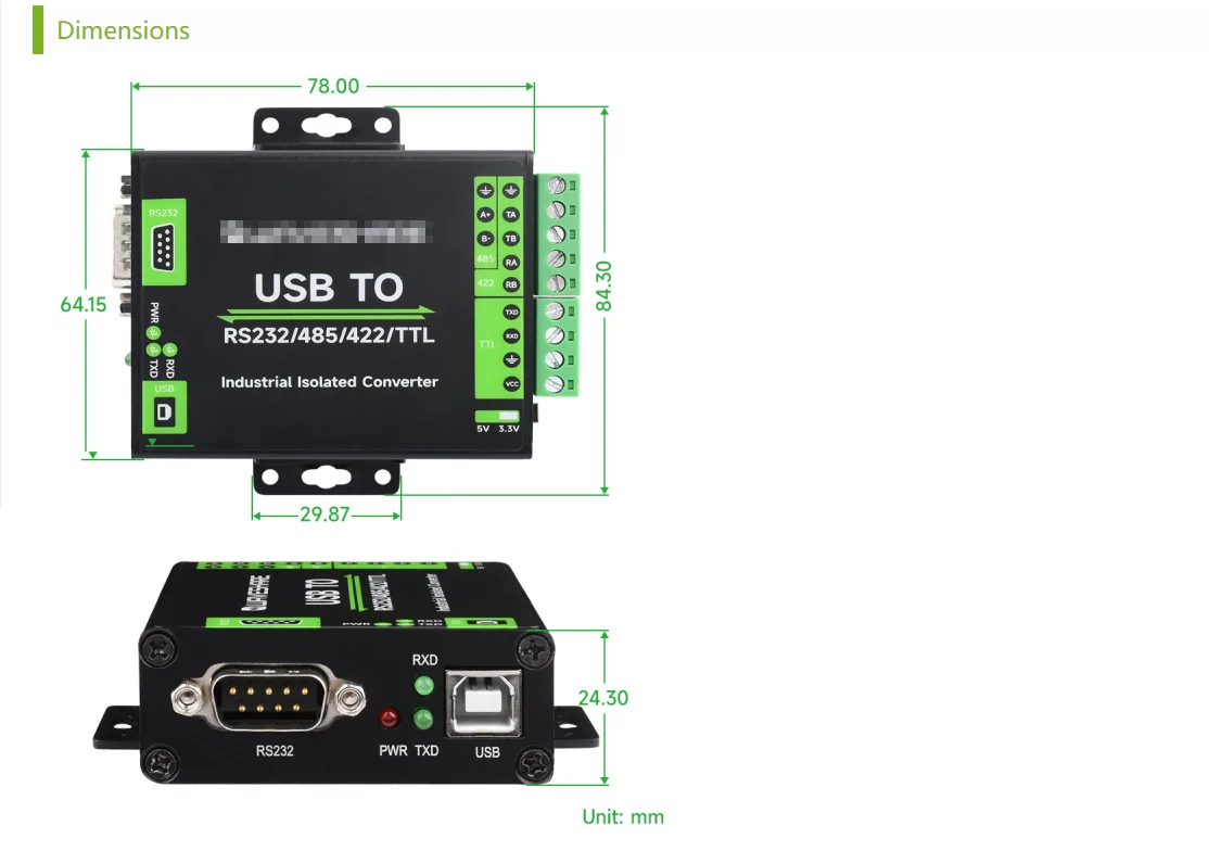 USB-zu-RS232/RS485/RS422/TTL-Konverter, industrieller Isolationstyp, FT232RNL-Chip-Schema – Detail 6