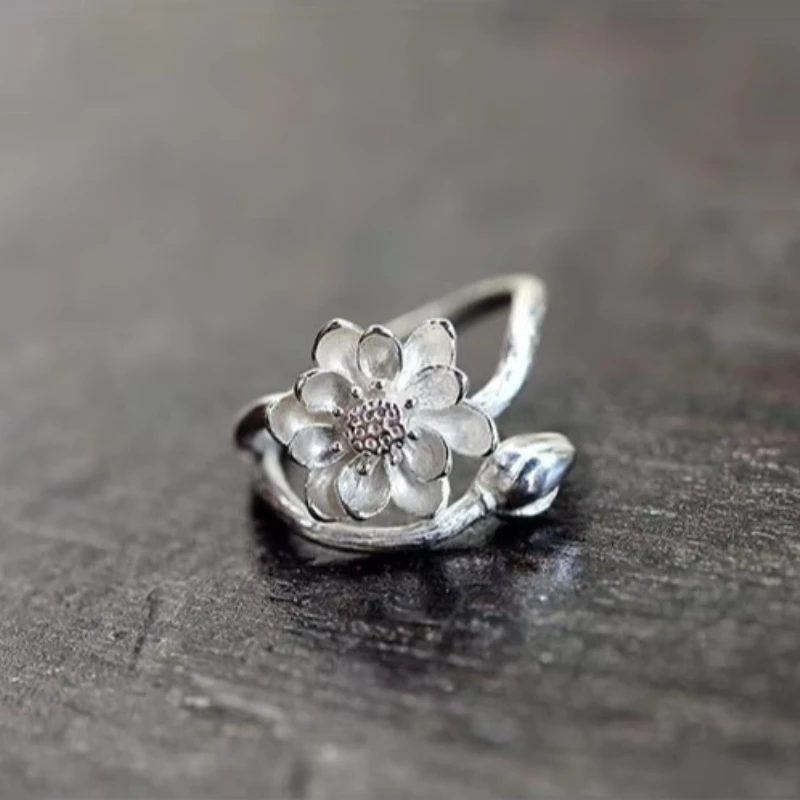 925 Sterling Silver Leaves Open Rings For Women Hypoallergenic Fashion Girl Sterling-silver-jewelry