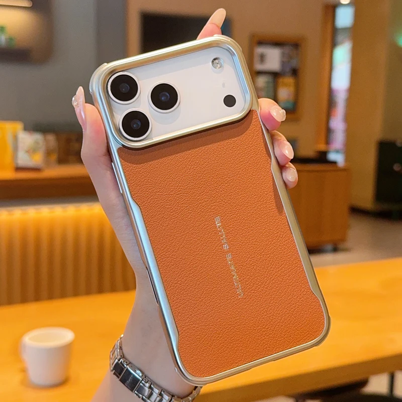 

Чехол ELVEV для iPhone 17 Pro Max, роскошный магнитный противоударный чехол из искусственной кожи с металлическим каркасом для iPhone Air