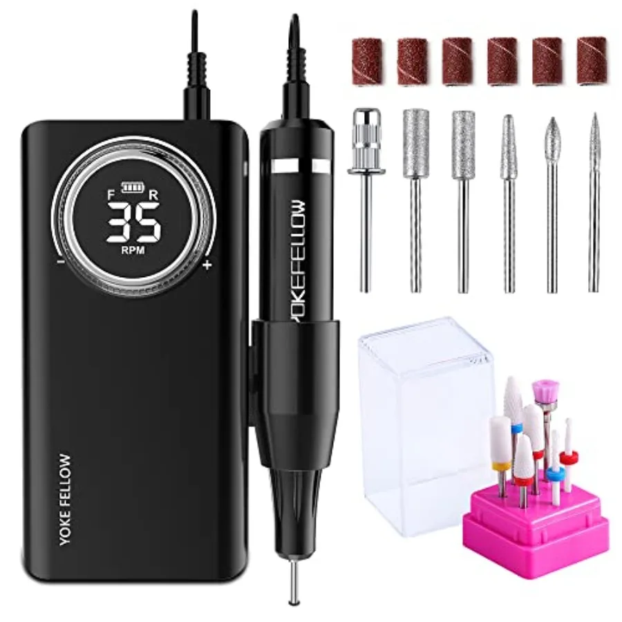 

Электрическая машинка для маникюра и педикюра 35000 об/мин, портативная, с 12 насадками, для акриловых ногтей, серебристая