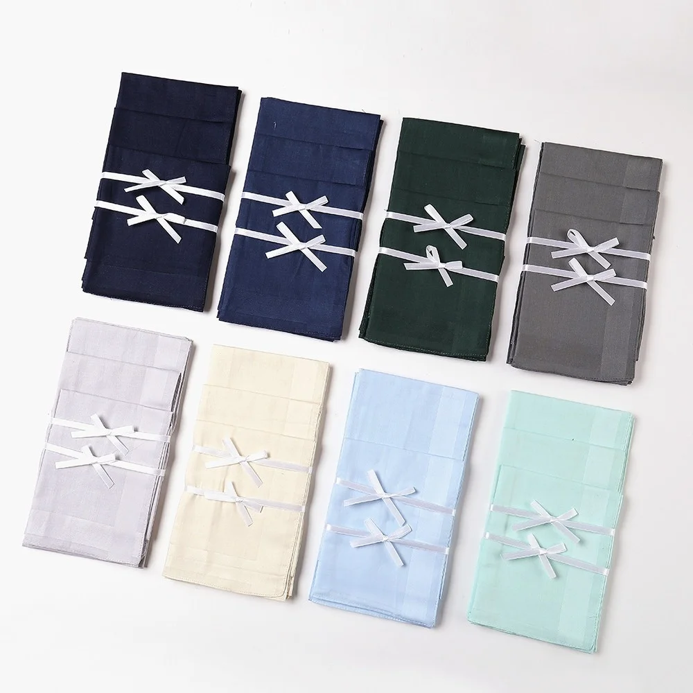 12 قطعة من القطن الساتان عادي منشفة مربعة الرجال منديل نقي الراقية رجال الأعمال جيب 40 سنتيمتر تحمل حول لمسح العرق